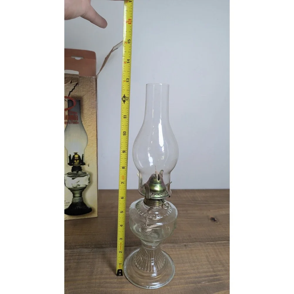 Paloma Vintage Glass Oil Lamp Clear Embossed Bird Hurricane Lantern 13 Inch Box - Picture 10 of 16
